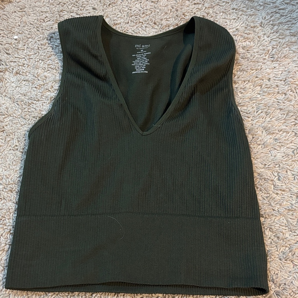 miami Women's Deep Black V-Neck Tank Top